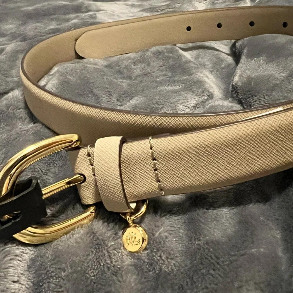 LAUREN RALPH LAUREN Crosstitch Leather Belt w/ Charm Size Medium or Large NWT